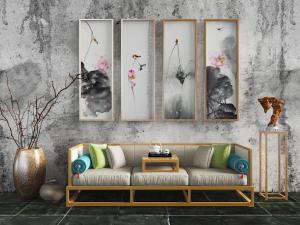 新中式带茶几的罗汉床