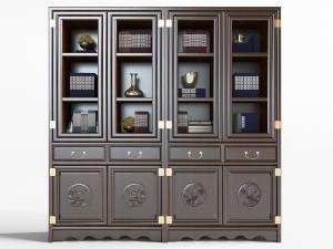 中式装饰花鸟浮雕的装饰柜