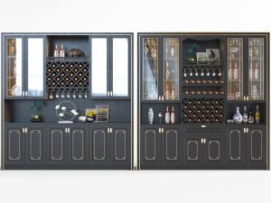 新中式装饰酒柜3d模型 新中式装饰酒柜