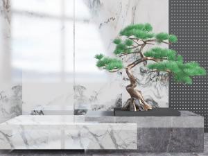 中式大理石端景台盆景盆栽3d模型 中式大理石端景台盆景盆栽