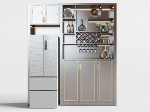中式嵌入电冰箱的酒柜3d模型 中式嵌入电冰箱的酒柜