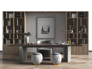 新中式实木茶桌圆形坐墩