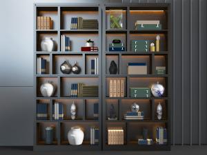 中式嵌入墙体的装饰柜博古架