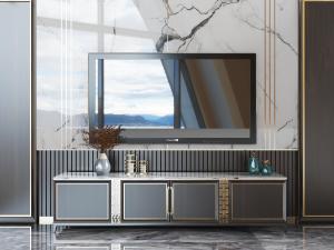 中式实木电视柜电视机