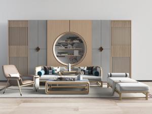 中式实木多人沙发茶几沙发凳组合