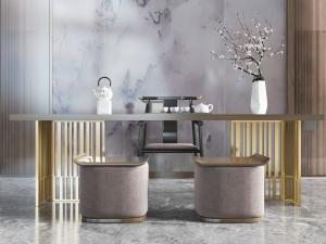 新中式长方形茶桌椅凳