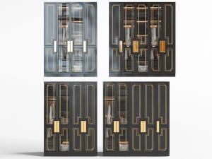 新中式实木玻璃柜门衣柜