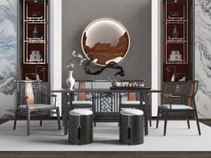 新中式实木茶桌椅组合