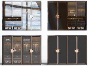 中式玻璃柜门的衣柜