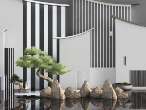 中式松树景观小品