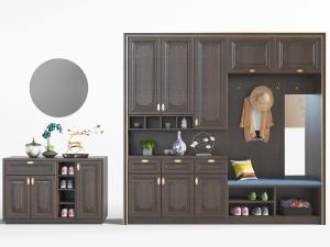 新中式实木玄关鞋柜