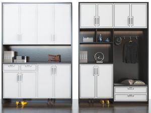 中式撞色白色柜门的玄关鞋柜