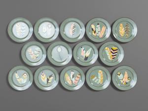 美式带羽毛图案的瓷盘墙饰挂件