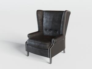 欧式古典黑色皮革单人沙发3d模型 欧式古典黑色皮革单人沙发