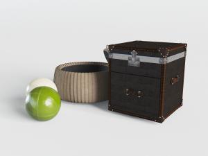 现代复古包角的行李箱3d模型 现代复古包角的行李箱
