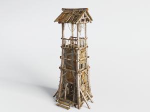 中式民宿原木水塔3d模型 中式民宿原木水塔