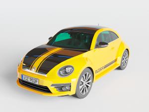 现代黄色大众汽车3d模型 现代黄色大众汽车