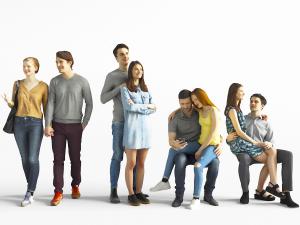 不同姿态的四对情侣3d模型 不同姿态的四对情侣