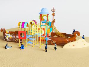 儿童大船造型的滑滑梯、攀爬娱乐设施设备3d模型 儿童大船造型的滑滑梯、攀爬娱乐设施设备