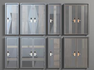 新中式带密码锁的入户平开门