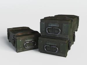 军绿色的铁箍弹药箱