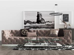 简欧菱形软包多人沙发