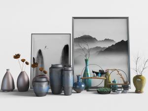 中式陶瓷器皿装饰品摆件