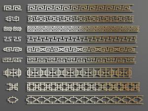 中式雕花线条、构件