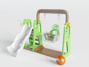 儿童滑滑梯、秋千架和篮球网一体的娱乐设施3d模型 儿童滑滑梯、秋千架和篮球网一体的娱乐设施