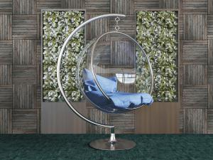 现代金属支架的透明半圆吊椅