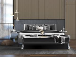 后现代双人床床尾凳