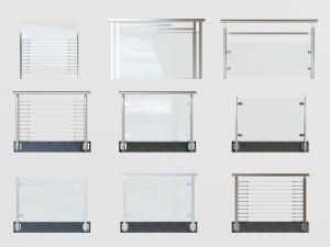 现代玻璃栏杆护栏3d模型 现代玻璃栏杆护栏