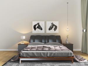 后现代皮革双人床床头柜