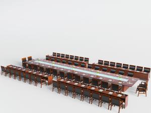 现代超长实木讲桌讲台会议桌椅组合3d模型 现代超长实木讲桌讲台会议桌椅组合