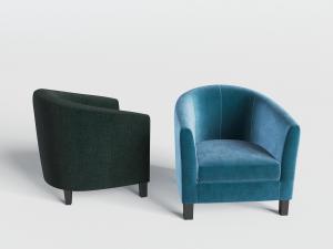 现代蓝色布艺单人沙发3d模型 现代蓝色布艺单人沙发