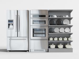 现代不锈钢电冰箱消毒柜碗碟陈列货架