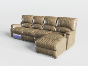 现代真皮转角多人沙发