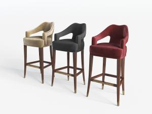 美式布艺方形吧椅