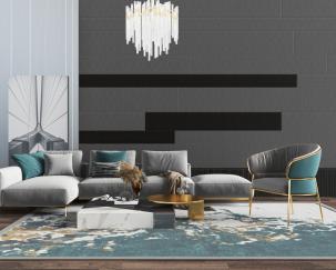 现代轻奢转角多人沙发休闲椅子茶几组合