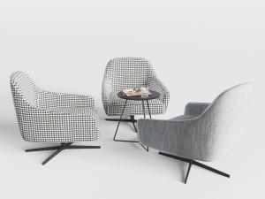 北欧方格图案的单人沙发茶几3d模型 北欧方格图案的单人沙发茶几