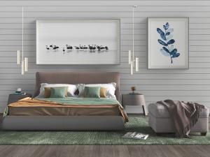 后现代双人床方形坐墩