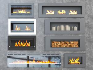 现代带火苗的壁炉