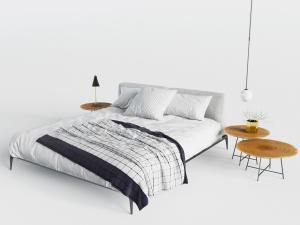 北欧金属脚双人床床头柜