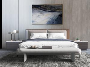 新中式双人床床尾凳