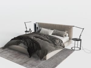 新中式布艺双人床