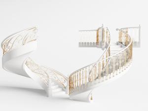 欧式金属雕花护栏旋转楼梯3d模型 欧式金属雕花护栏旋转楼梯