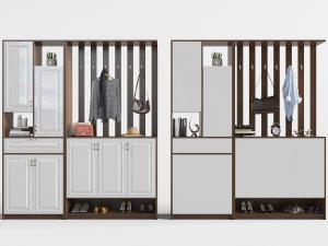 北欧玄关带衣架的鞋柜