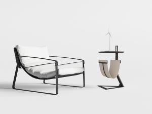 新中式黑色边框的躺椅