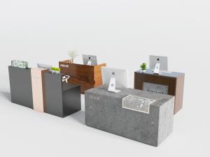 现代水泥实木前台接待台