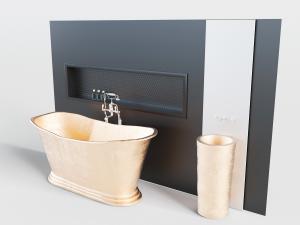 欧式金色浴缸浴盆和洗手盆